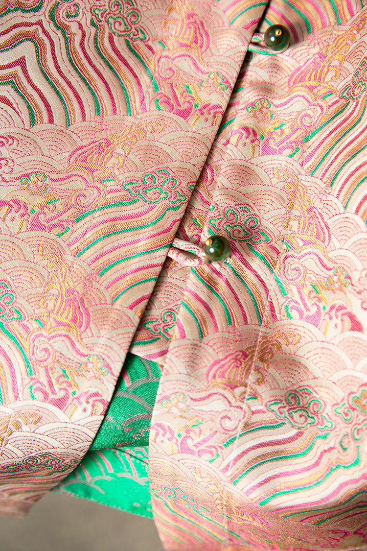 Double-sided Songjin jacket Chinese style silk women's heavy stand collar jacket