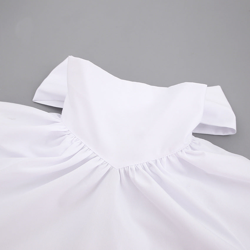Women's French high collar bow shirt
