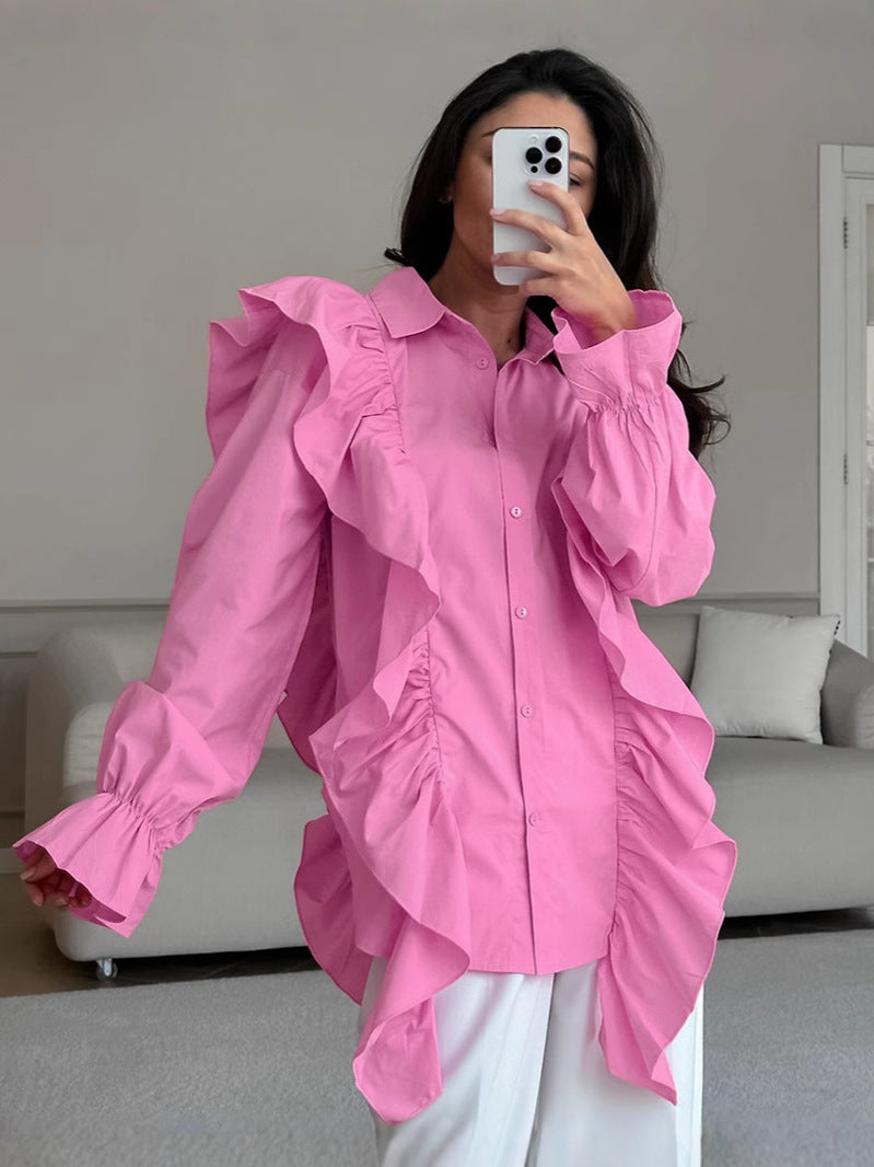 French shirt European and American fashion cross-border wholesale women's tops