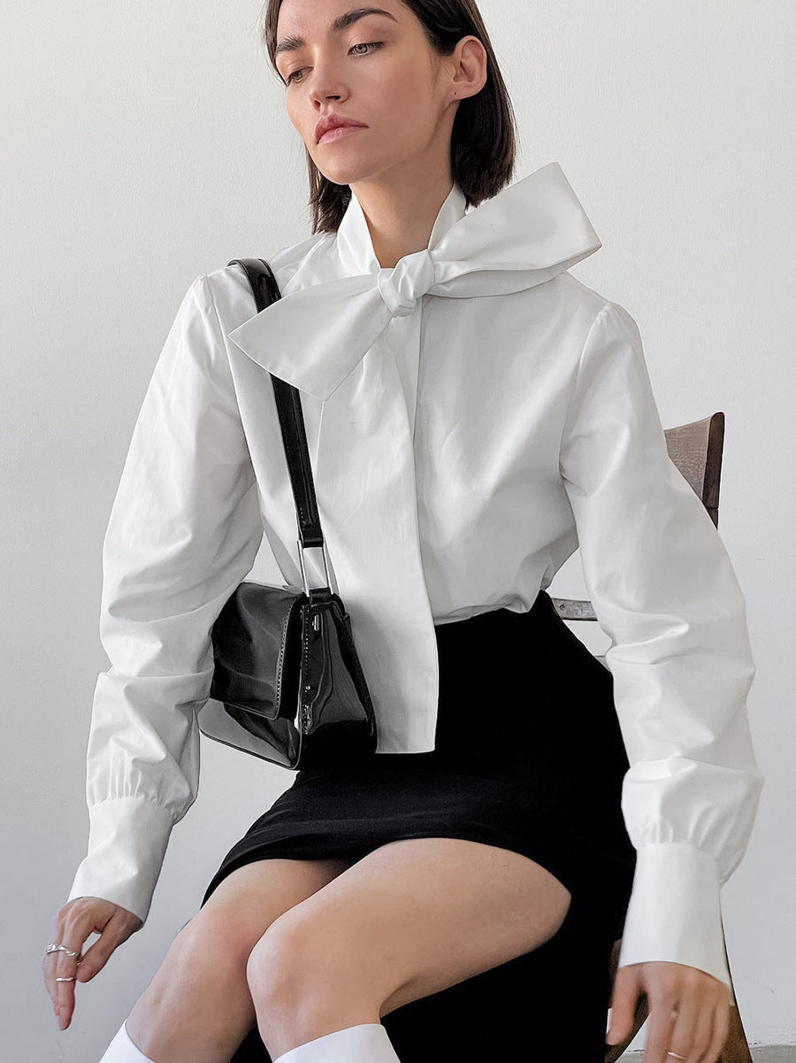 Autumn Fashion All-match Lace-up Loose Shirt