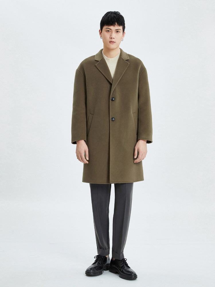 New style wool double-faced coat men's medium-length suit collar coat