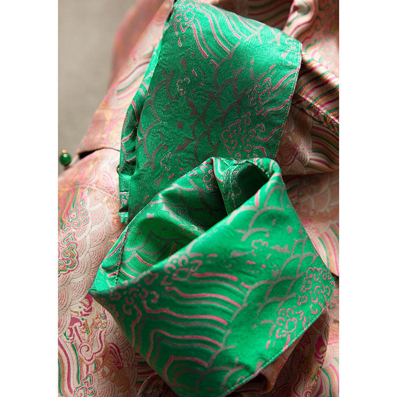 Double-sided Songjin jacket Chinese style silk women's heavy stand collar jacket
