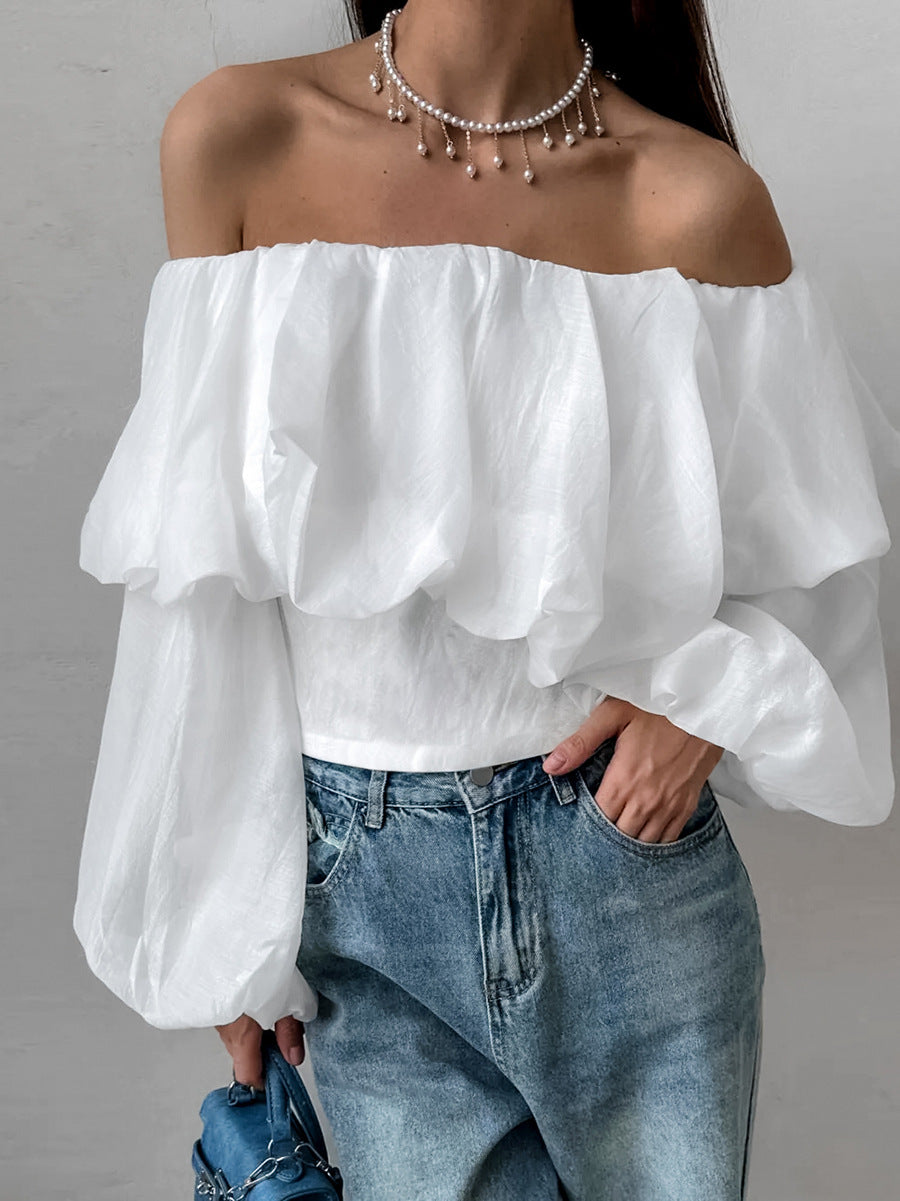 Summer new one-shoulder puff sleeve fashionable casual sexy shirt