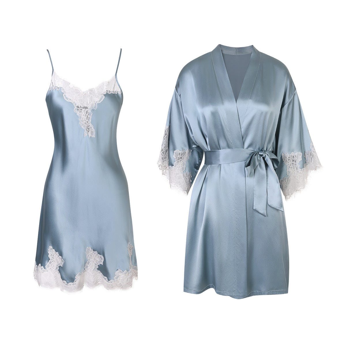 Silk skirt dressing gown two piece set