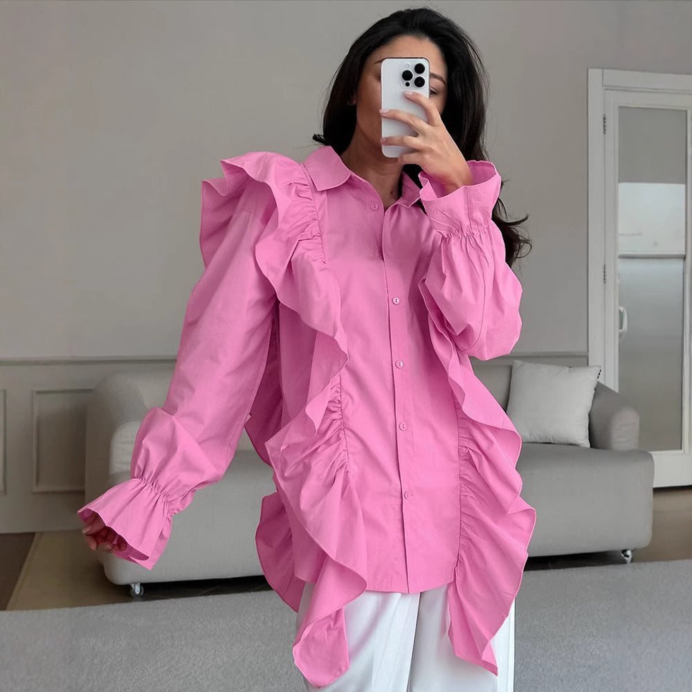 French shirt European and American fashion cross-border wholesale women's tops