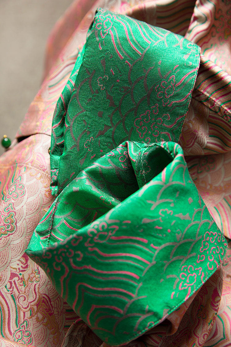 Double-sided Songjin jacket Chinese style silk women's heavy stand collar jacket