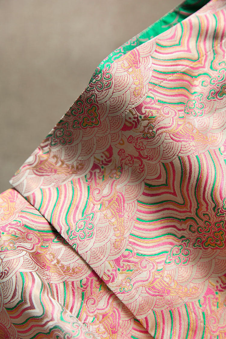 Double-sided Songjin jacket Chinese style silk women's heavy stand collar jacket
