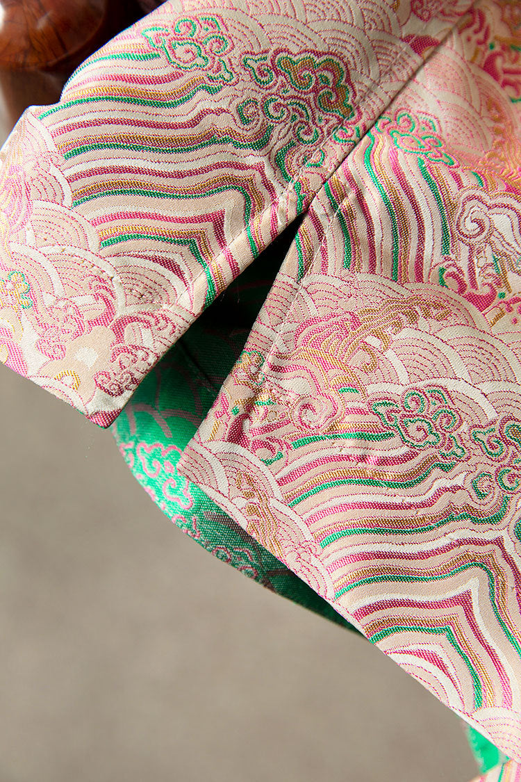 Double-sided Songjin jacket Chinese style silk women's heavy stand collar jacket