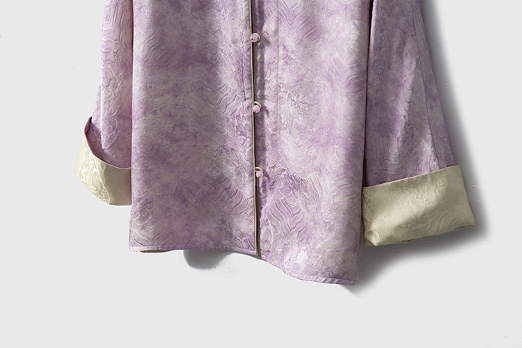 Double-sided plant-dyed silk light Chinese style jacquard jacket