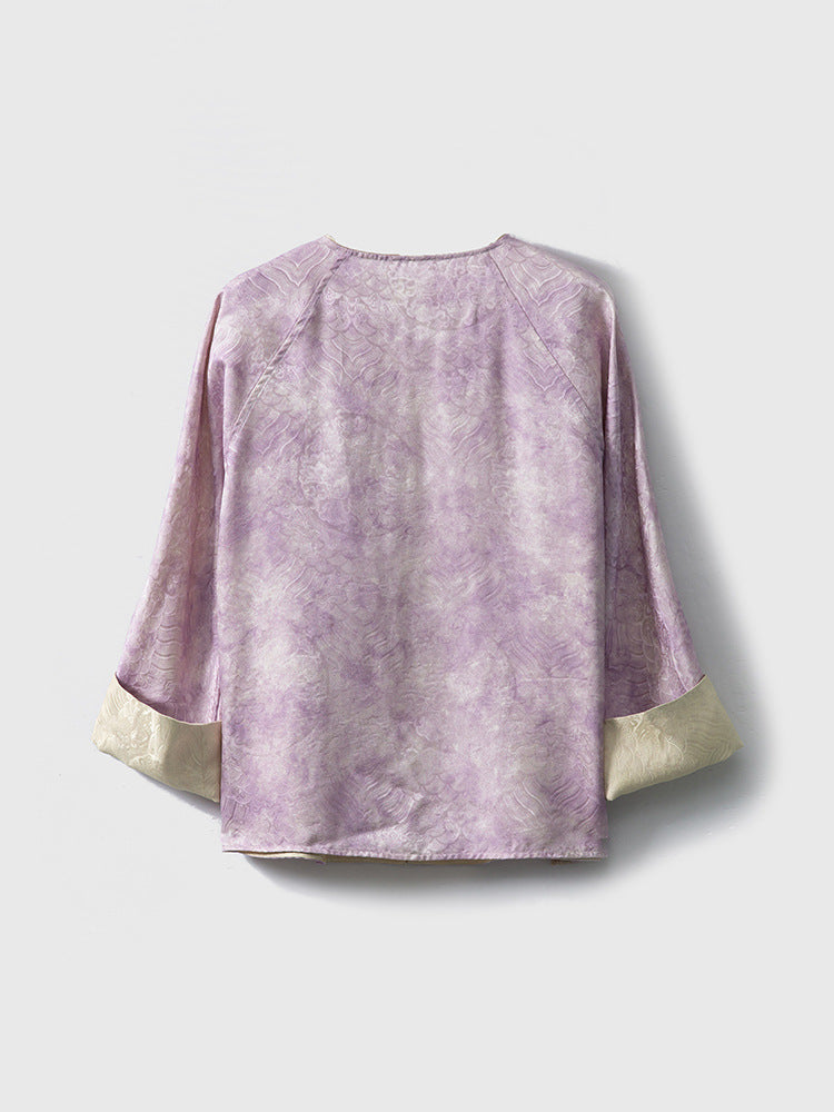 Double-sided plant-dyed silk light Chinese style jacquard jacket