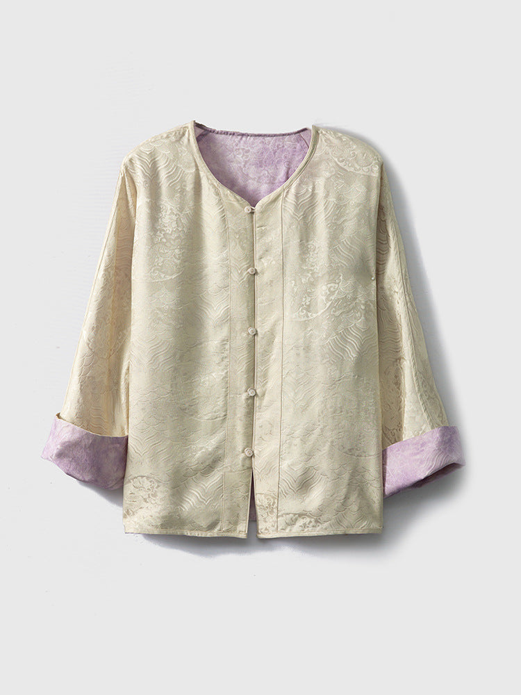 Double-sided plant-dyed silk light Chinese style jacquard jacket