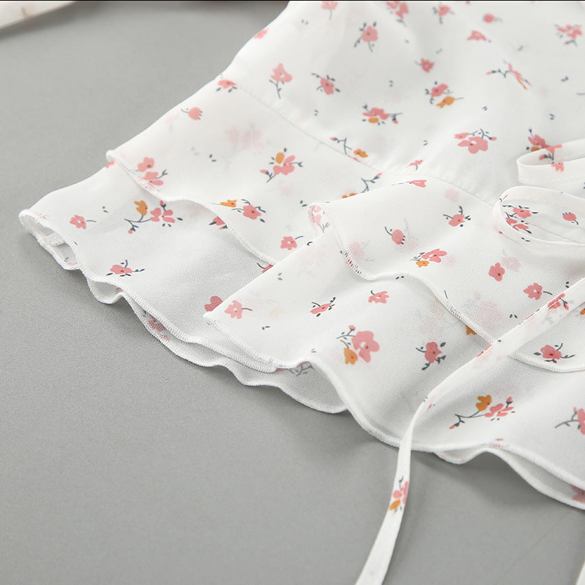 French elegant chiffon printed shirt