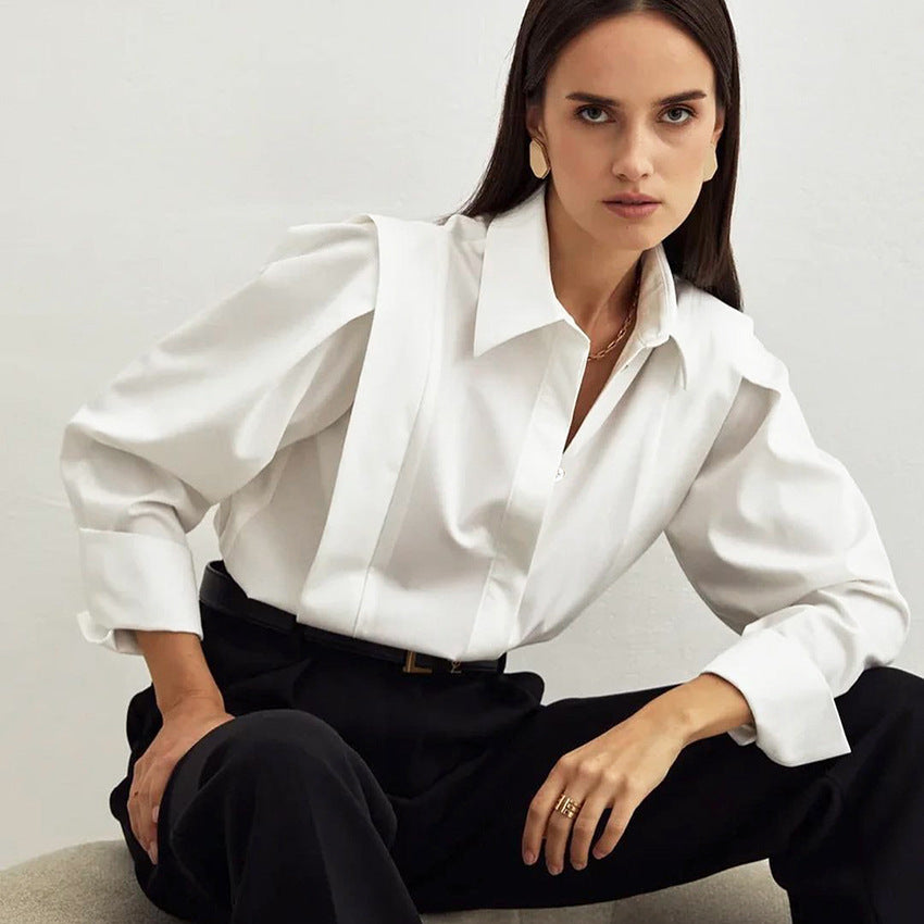 New style right shoulder white shirt