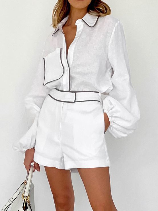 Casual Fashion Cotton and Linen Long Sleeve Suit