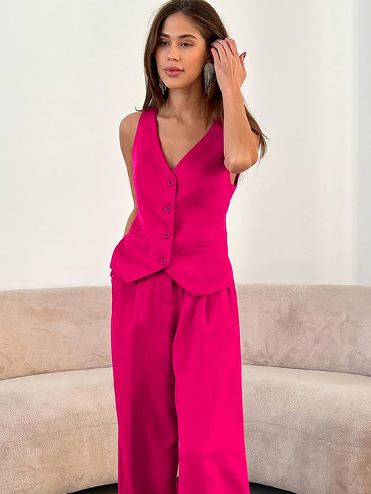 New high-end commuting sleeveless vest trousers two-piece set