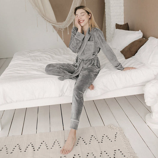 New knitted long-sleeved trousers nightgown
