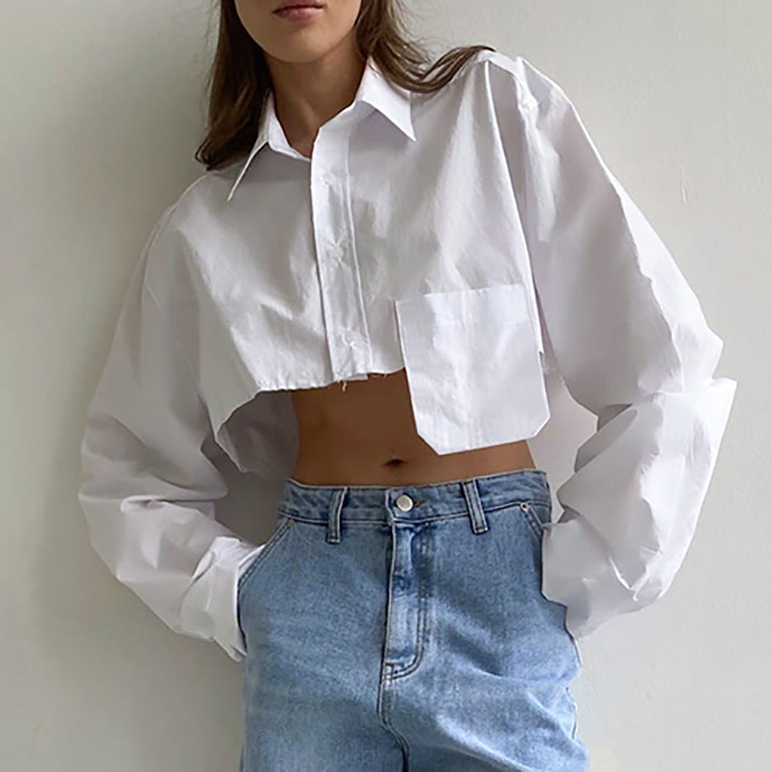 Casual temperament design short white shirt