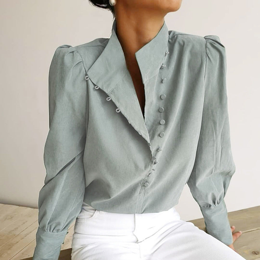 Chinese style stand collar long sleeve shirt