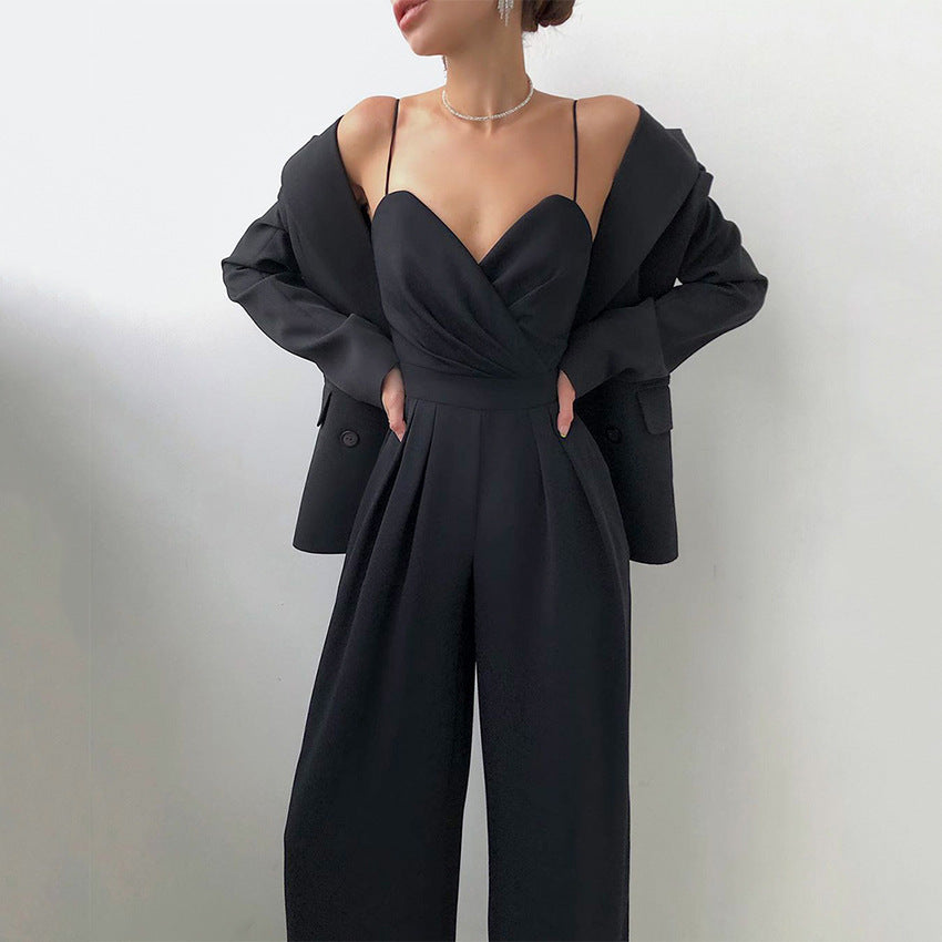 European and American suspender jumpsuit loose sleeveless jumpsuit