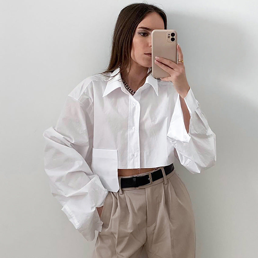 Casual temperament design short white shirt