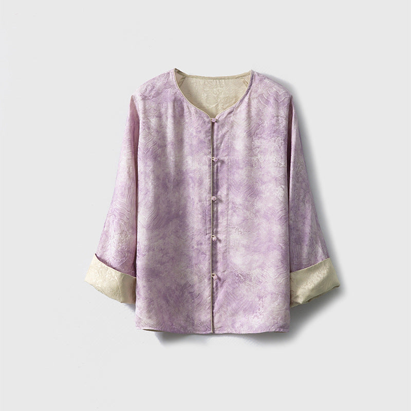 Double-sided plant-dyed silk light Chinese style jacquard jacket