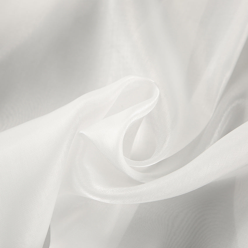 New White Lapel Sexy See-Through Gauze Shirt