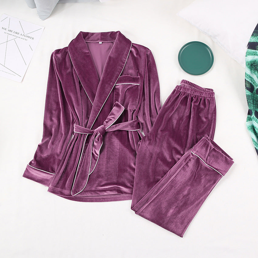 New knitted long-sleeved trousers nightgown