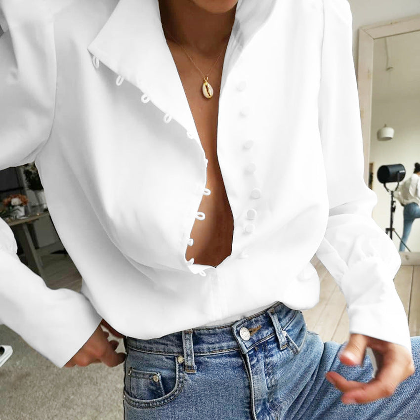 Chinese style stand collar long sleeve shirt
