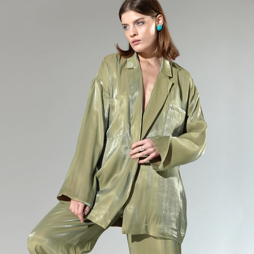 New arrival satin casual fashion suit