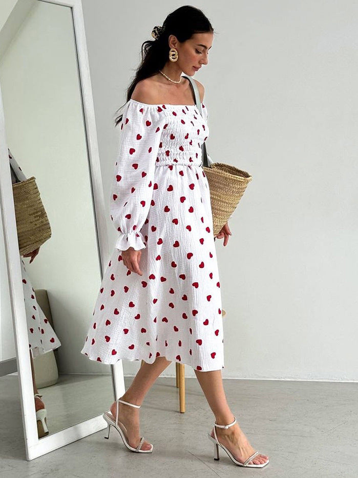 New Fashion Love Heart Sexy Loose Slit Dress