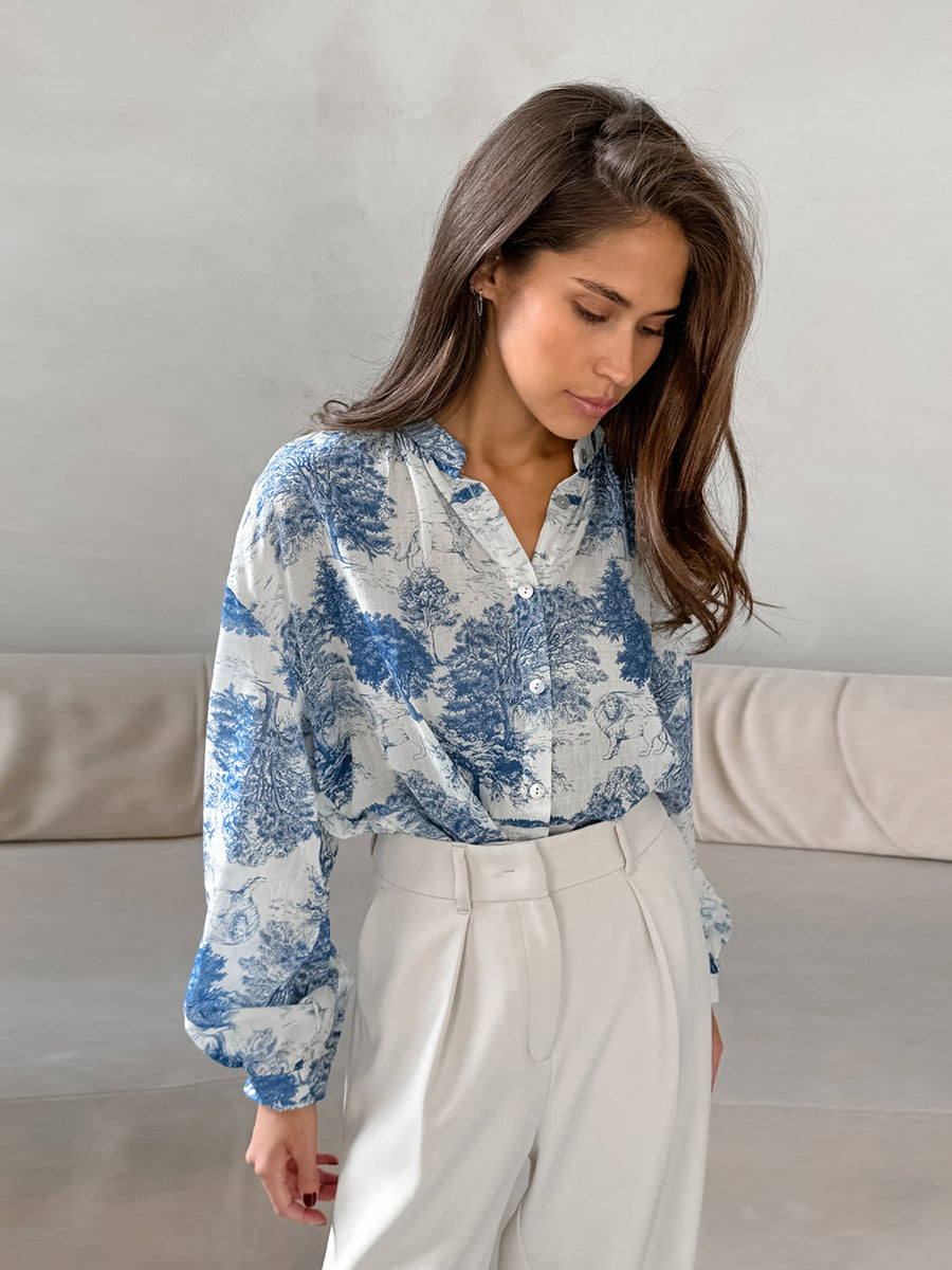 New fashion stand collar long sleeve loose lining