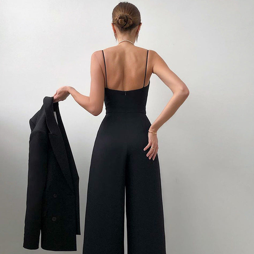 European and American suspender jumpsuit loose sleeveless jumpsuit