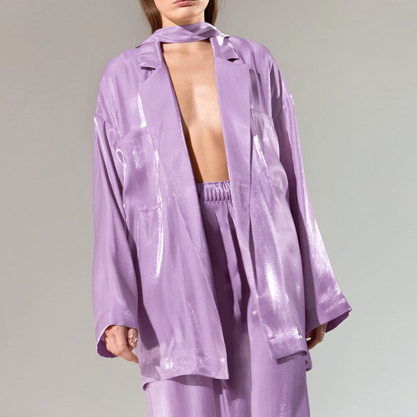 New arrival satin casual fashion suit
