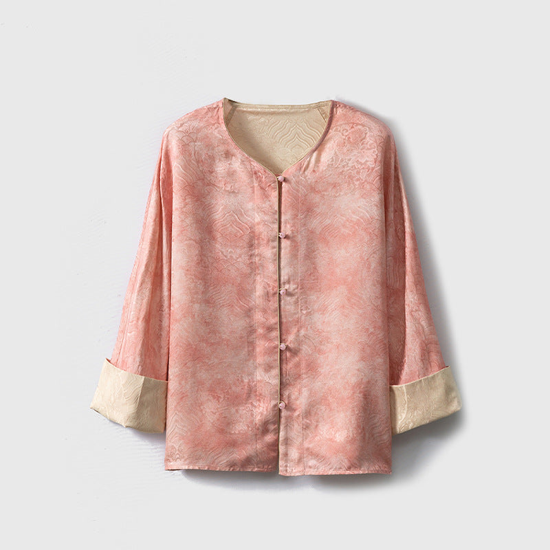 Double-sided plant-dyed silk light Chinese style jacquard jacket