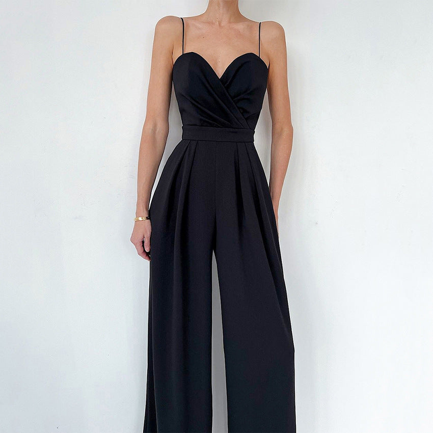 European and American suspender jumpsuit loose sleeveless jumpsuit