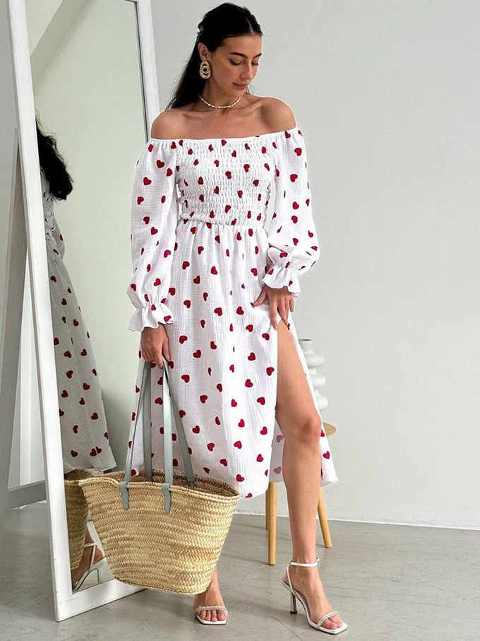 New Fashion Love Heart Sexy Loose Slit Dress