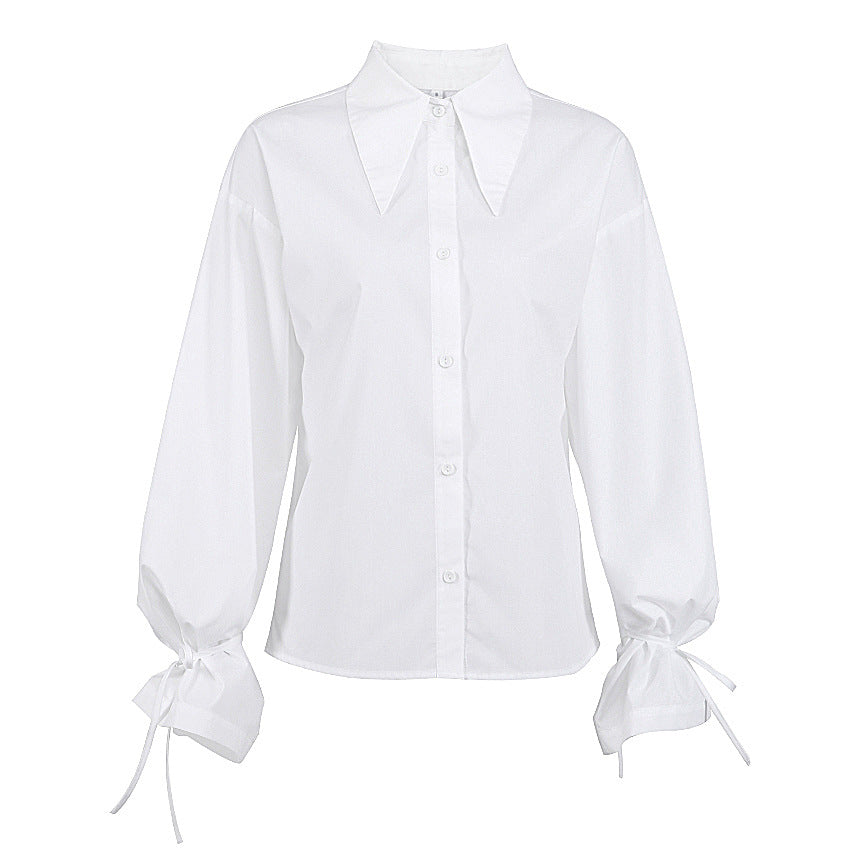 Pointed collar temperament commuter bow design French shirt