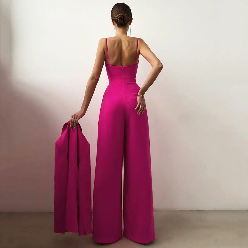 European and American suspender jumpsuit loose sleeveless jumpsuit