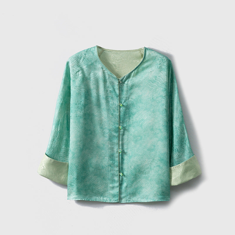 Double-sided plant-dyed silk light Chinese style jacquard jacket