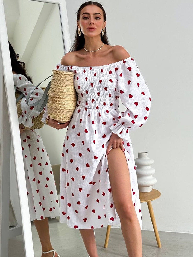 New Fashion Love Heart Sexy Loose Slit Dress