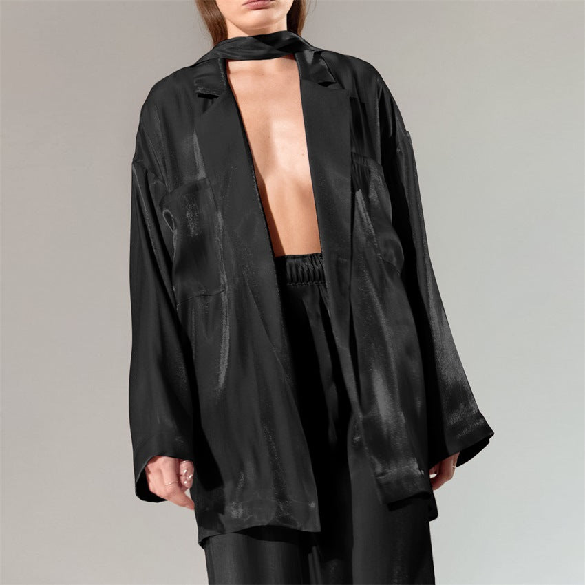 New arrival satin casual fashion suit