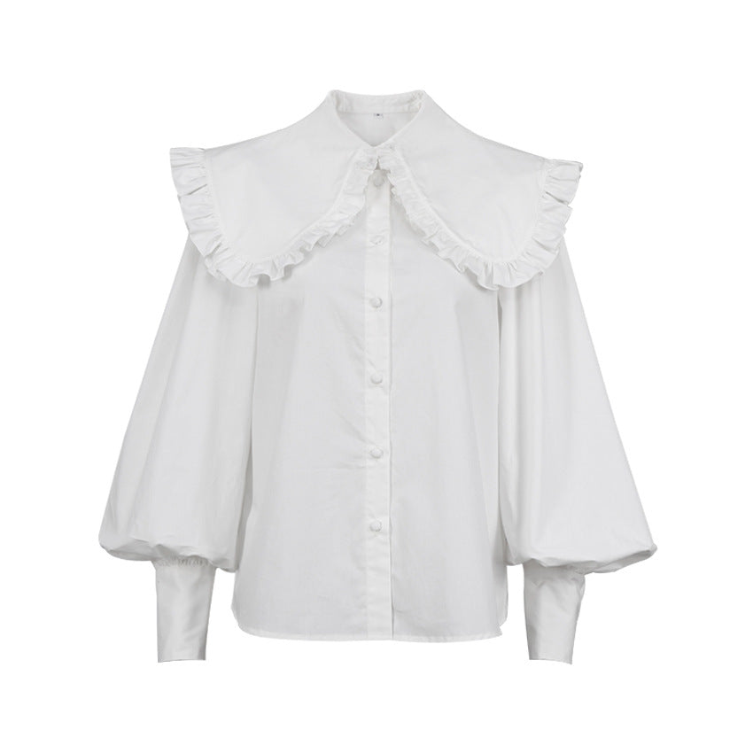 French style palace style doll collar white cotton shirt