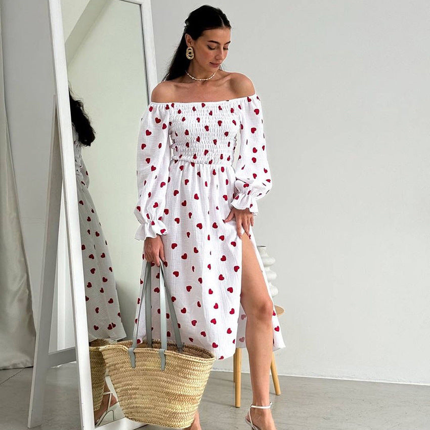 New Fashion Love Heart Sexy Loose Slit Dress