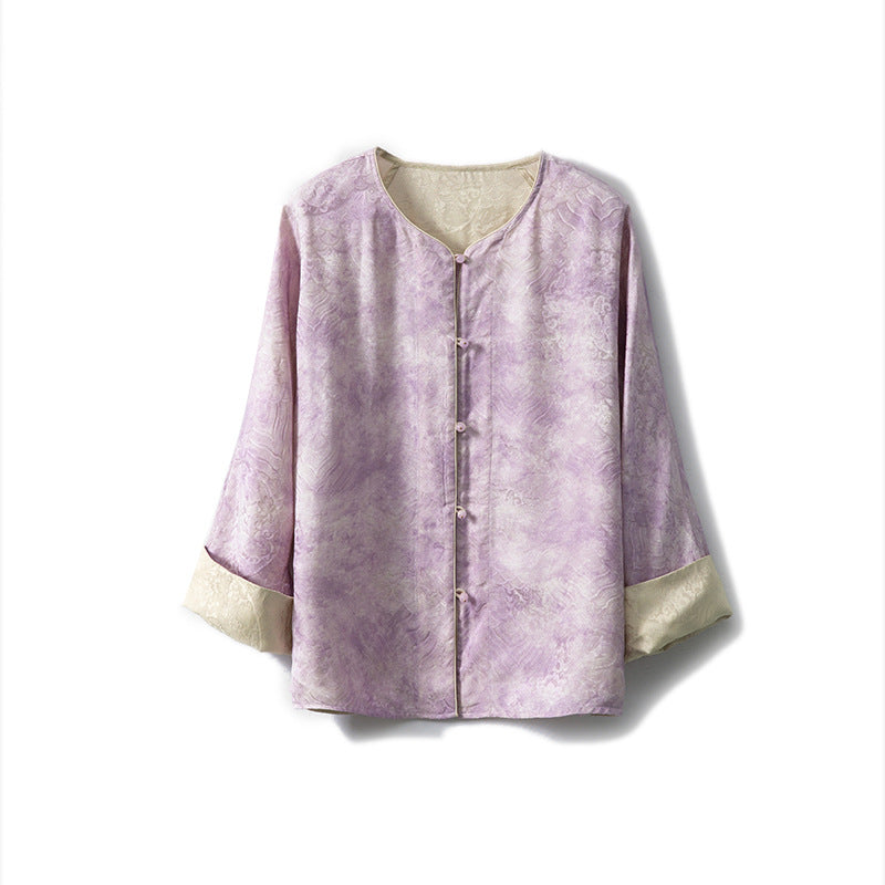 Double-sided plant-dyed silk light Chinese style jacquard jacket