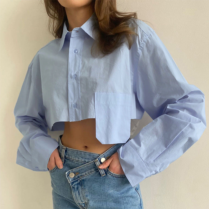 Casual temperament design short white shirt