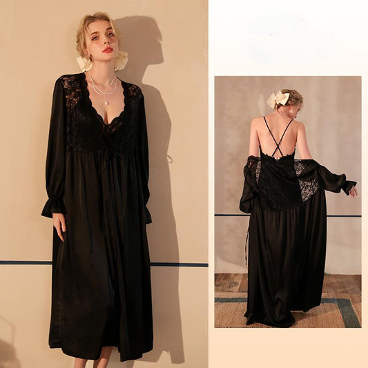 Luxurious long-sleeved cool nightgown